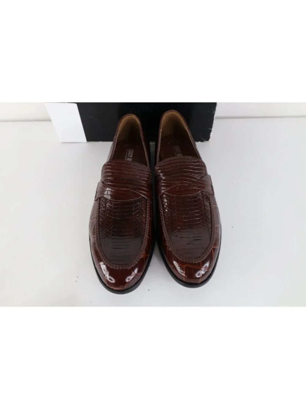 Deadstock Vintage Streetwear Mens 11.5 M Genuine Snakeskin Loafers Shoes Brown